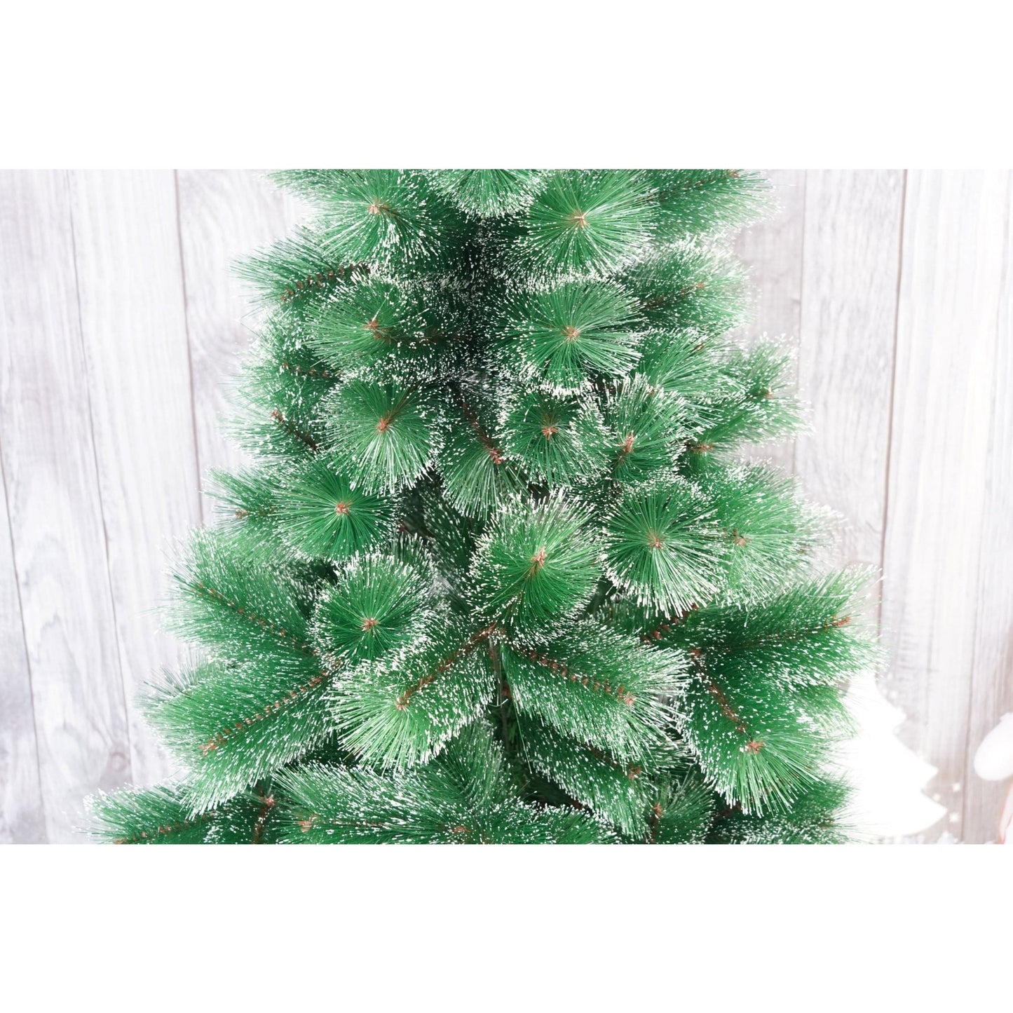 Brad Artificial de Crăciun tip pin înzăpezit , 210 înălțime, diametru 115cm, 350 ramuri, Ace 3D 12 cm , Verde cu vârfuri Ninse