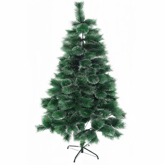 Brad Artificial de Crăciun tip pin înzăpezit , 210 înălțime, diametru 115cm, 350 ramuri, Ace 3D 12 cm , Verde cu vârfuri Ninse