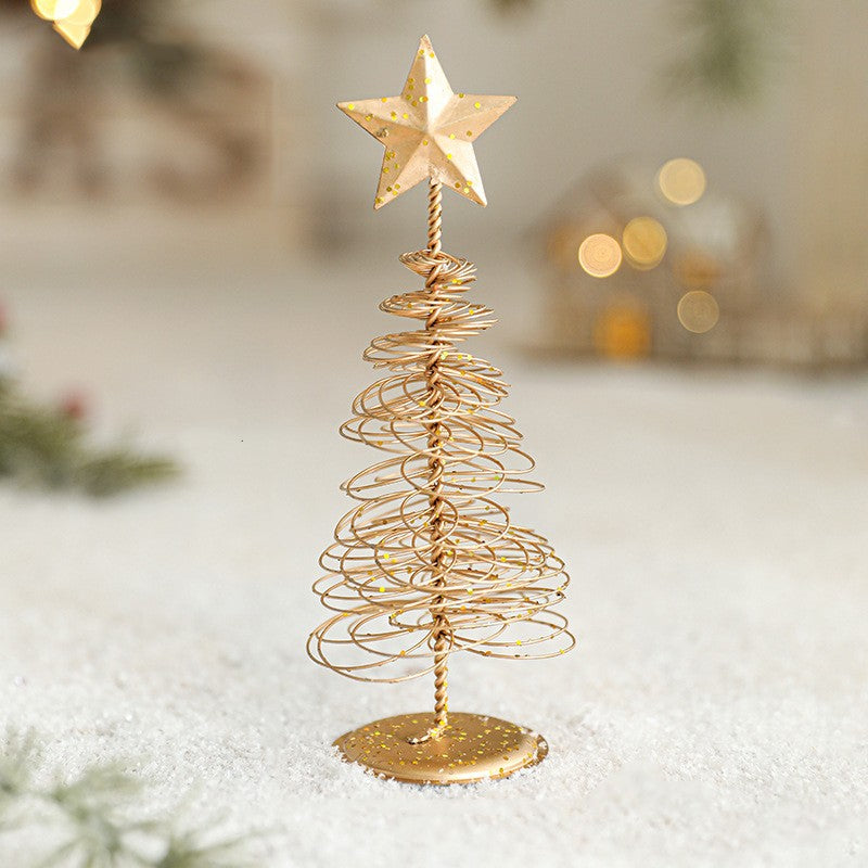 Decoratiune Brad micut din Metal, inaltime 16cm, Auriu