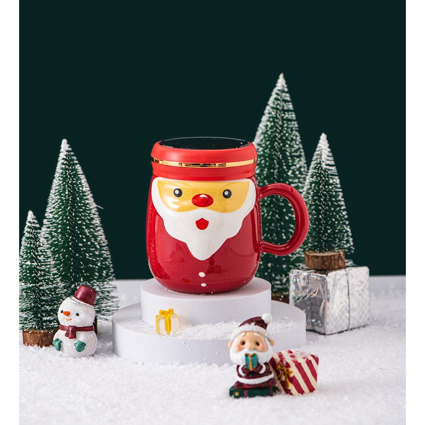 Cana Ceramica Tematica Moș Crăciun, 430ml, Capac tip Oglinda