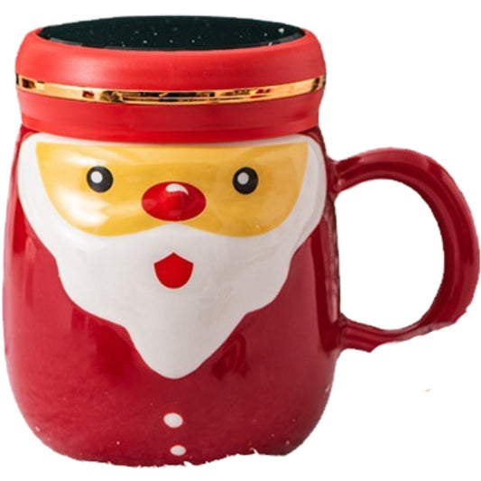 Cana Ceramica Tematica Moș Crăciun, 430ml, Capac tip Oglinda