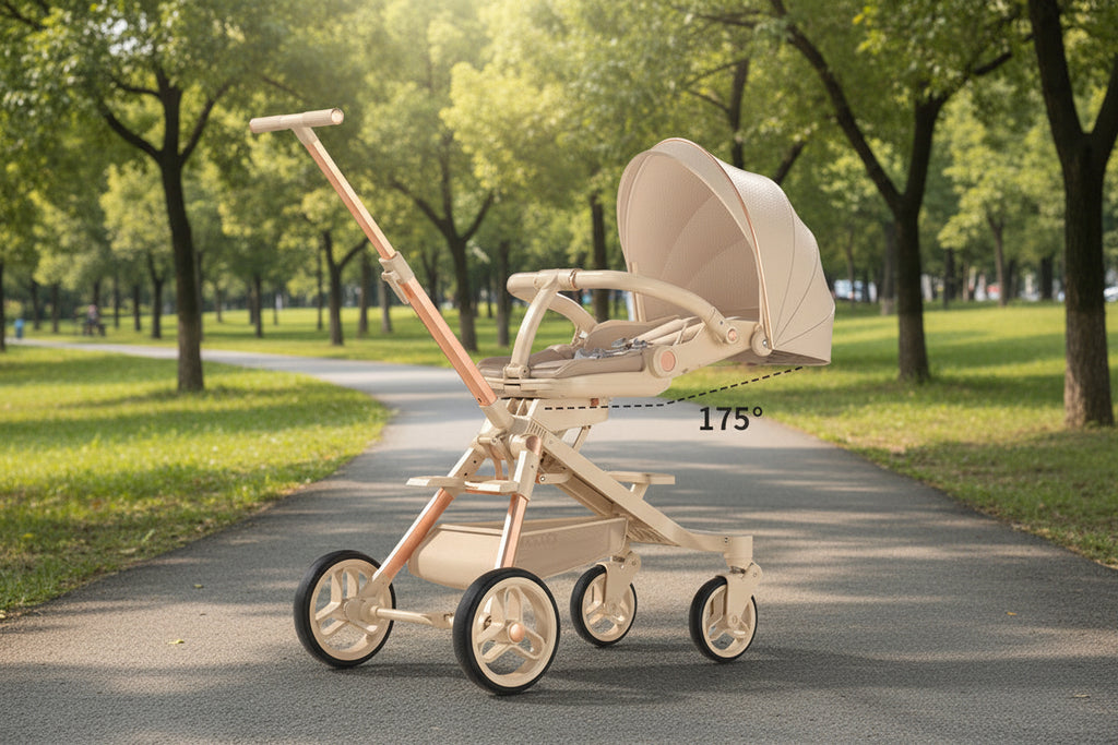 Cărucior sport 3in1, 6-36 luni , reversibil, pliabil, tăviță pentru masa, roti 360 si parasolar-Model Panda -Alb