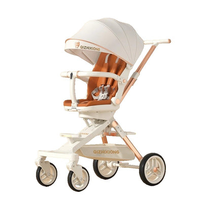 Cărucior sport 3in1, 6-36 luni , reversibil, pliabil, tăviță pentru masa, roti 360 si parasolar-Model Panda -Alb