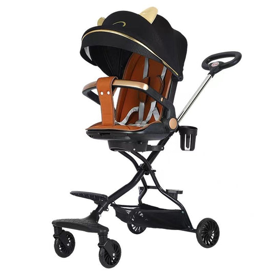 CARUCIOR SPORT 3IN1, 6-36 LUNI, REVERSIBIL, PLIABIL, TAVITA PENTRU MASA, POZITIE DE SOMN, CENTURA DE SIGURANTA, ROTI 360, SUPORT PAHAR, COPERTINA PENTRU SOARE, 32X63X95CM, NEGRU, MODEL PISICUTE