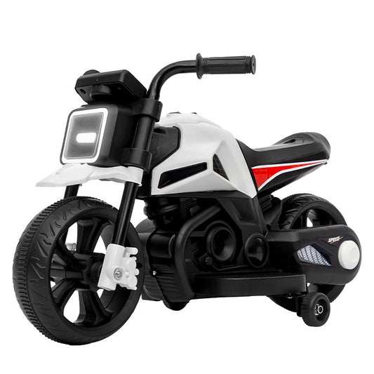 Motocicleta electrica pentru copii 3 ani + cu 2 roti mari si 2 ajutătoare, cu sistem anti-rasturnare ,lumini si muzica