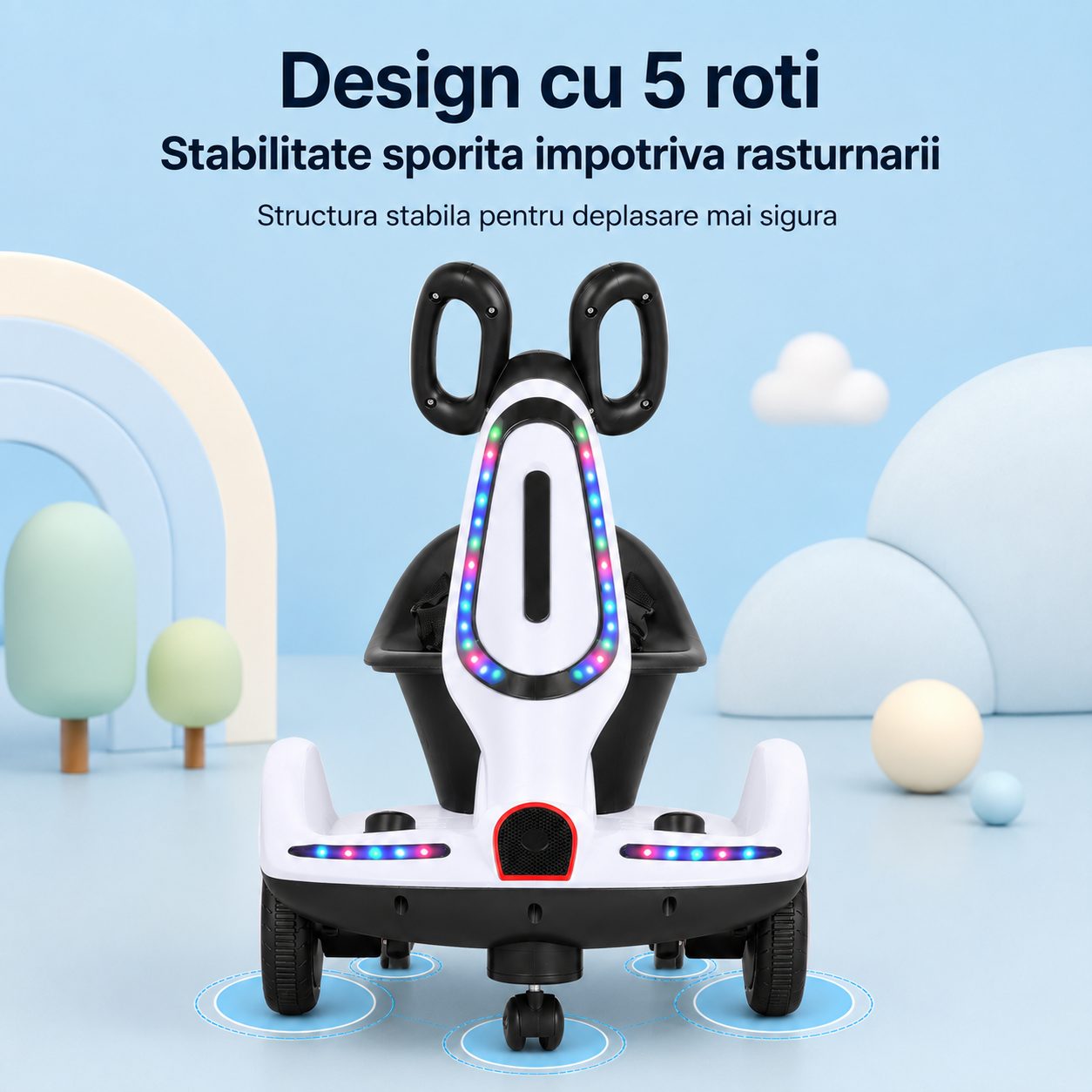Masinuta Electrica, roti 360, Alb