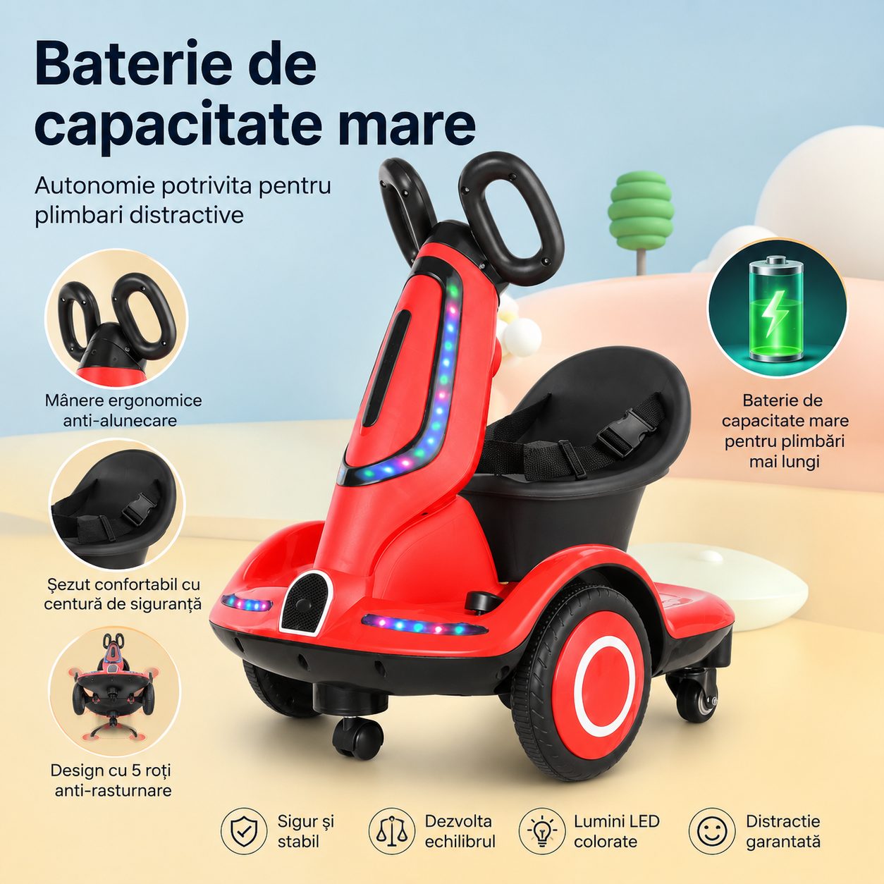 Masinuta Electrica, roti 360, Roșu