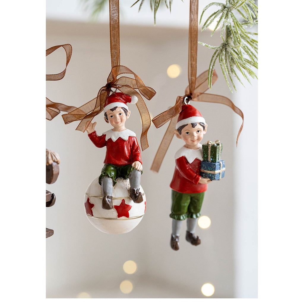 Decorațiune de Crăciun, pentru Brad, Model Elf pe Glob