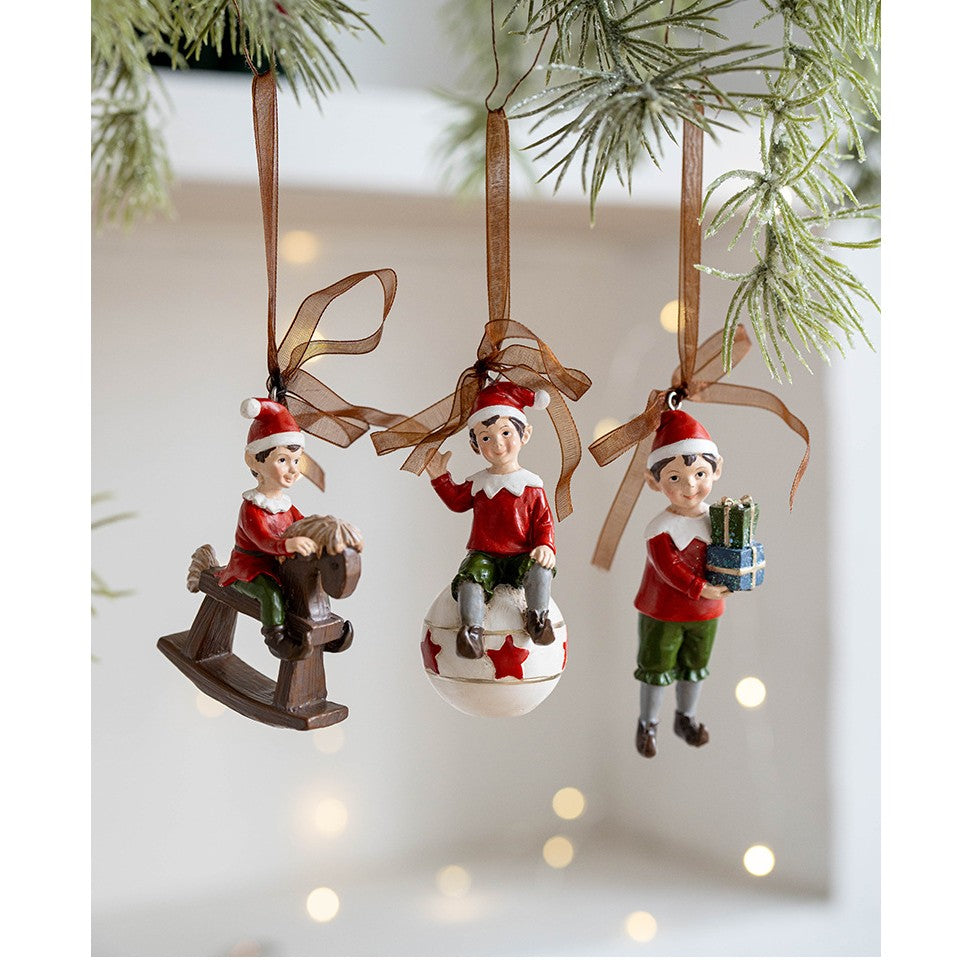 Decorațiune de Crăciun, pentru Brad, Model Elf pe Glob
