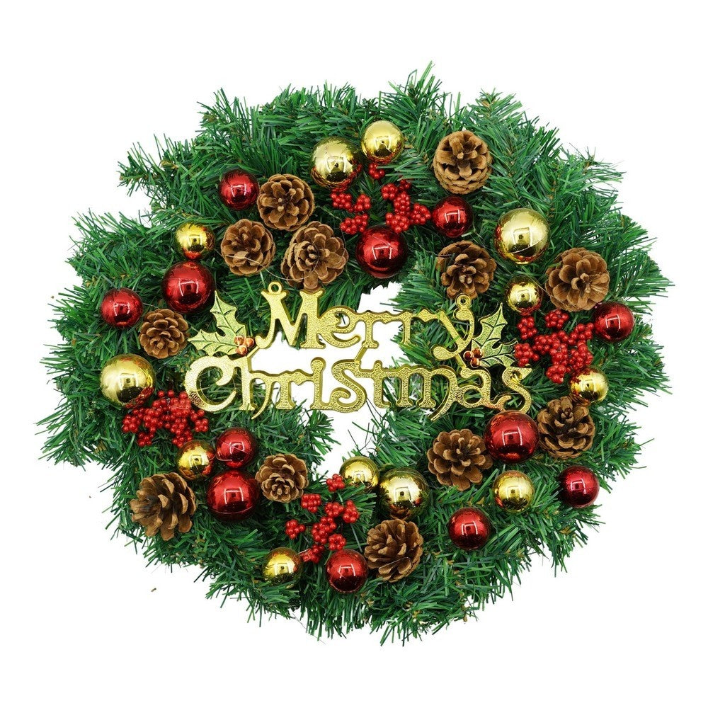Coroniță Crăciun pentru ușa decorată cu conuri, globulețe 40 cm