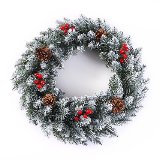 Coroniță Crăciun, model Imperial 50 cm , decorată cu conuri si merișoare , vârfuri ninse