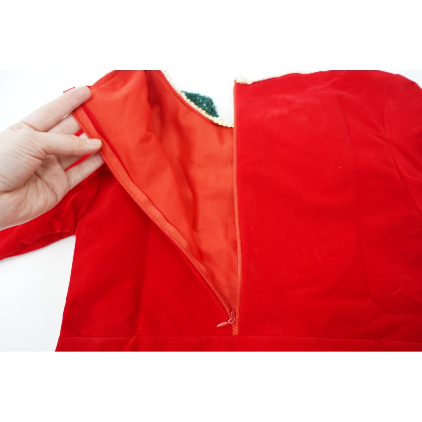 Costum Spiriduș Craciun pentru Fetite 4-12 ani, rosu,din catifea