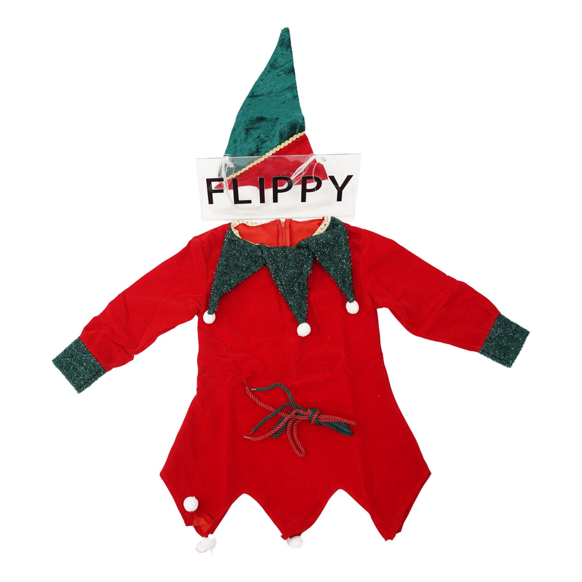 Costum Spiriduș Craciun pentru Fetite 4-12 ani, rosu,din catifea