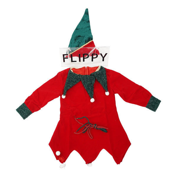 Costum Spiriduș Craciun pentru Fetite 4-12 ani, rosu,din catifea