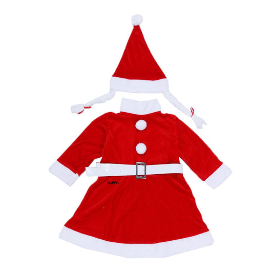 Costum craciunita pentru fete, 1-12 ani , 3 piese Catifea