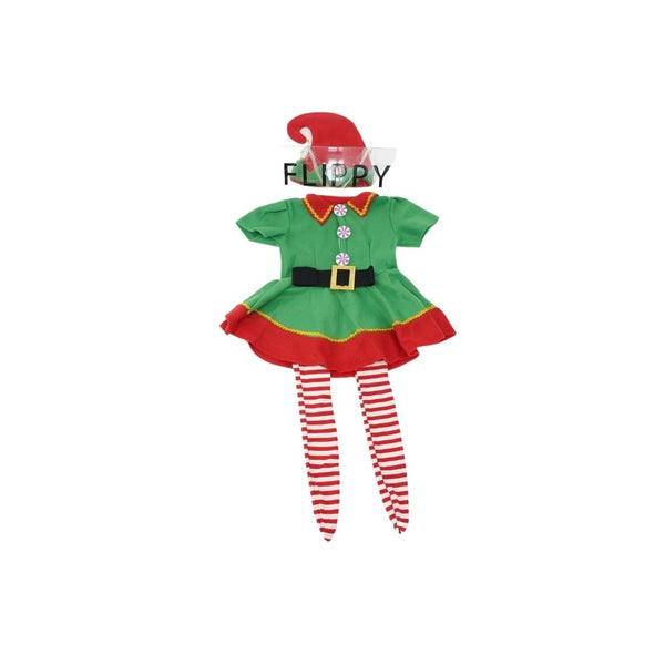 Costum Spiriduș Craciun pentru Fetite 1-9 ani, rosu,din poliester