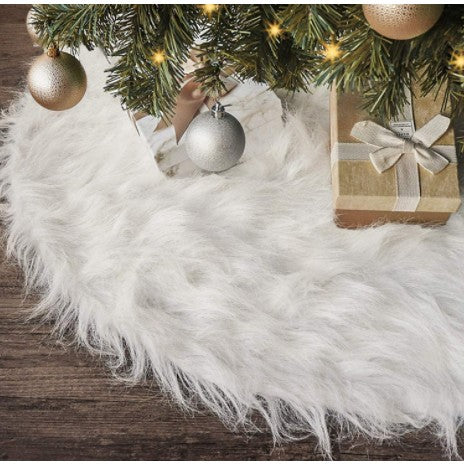 Covor pentru bradul de Craciun, diametru 78 cm, blana grosime 7 cm, alb