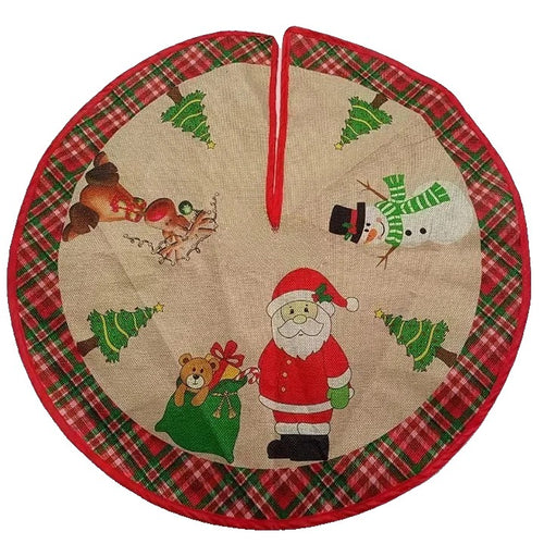 Covoraș pentru Brad, Model  Mos Craciun si Sacul de Cadouri, 60 cm