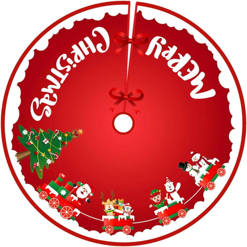 Covoraș pentru bradul de Crăciun- Model Sania lui Mos Craciun, 90cm