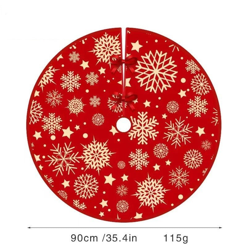 Covoraș pentru bradul de Crăciun - Model Stelute, Culoare Rosu, 90cm