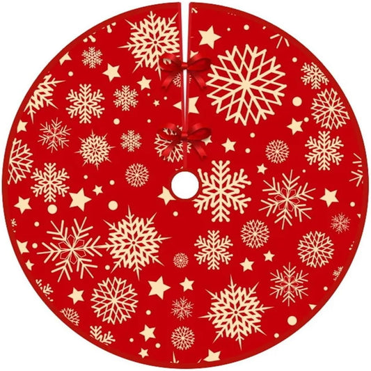 Covoraș pentru bradul de Crăciun - Model Stelute, Culoare Rosu, 90cm