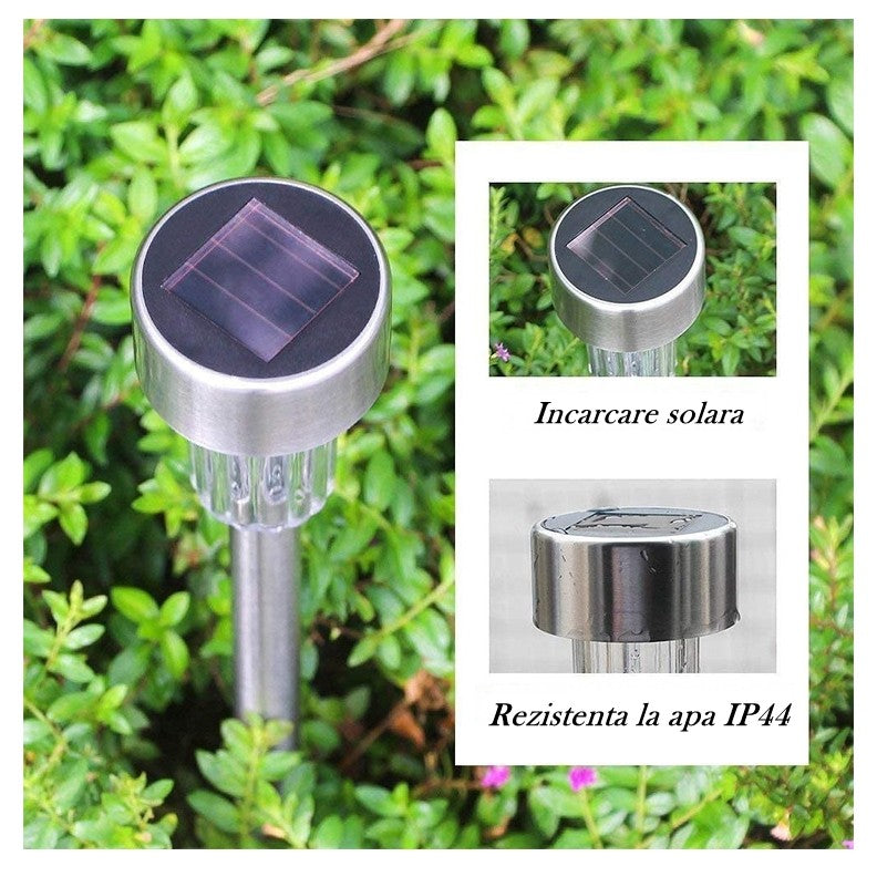 SET 6 Lămpi Solare LED de exterior pentru grădină din INOX , 29 cm , 0,06W