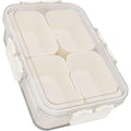 Cutie Alimentară Multifuncțională, pentru Condimente și Gustări, Închidere Etanșă, cu Capac și Mâner, 4 Compartimente, 25 x 8 x 18 cm, Alb