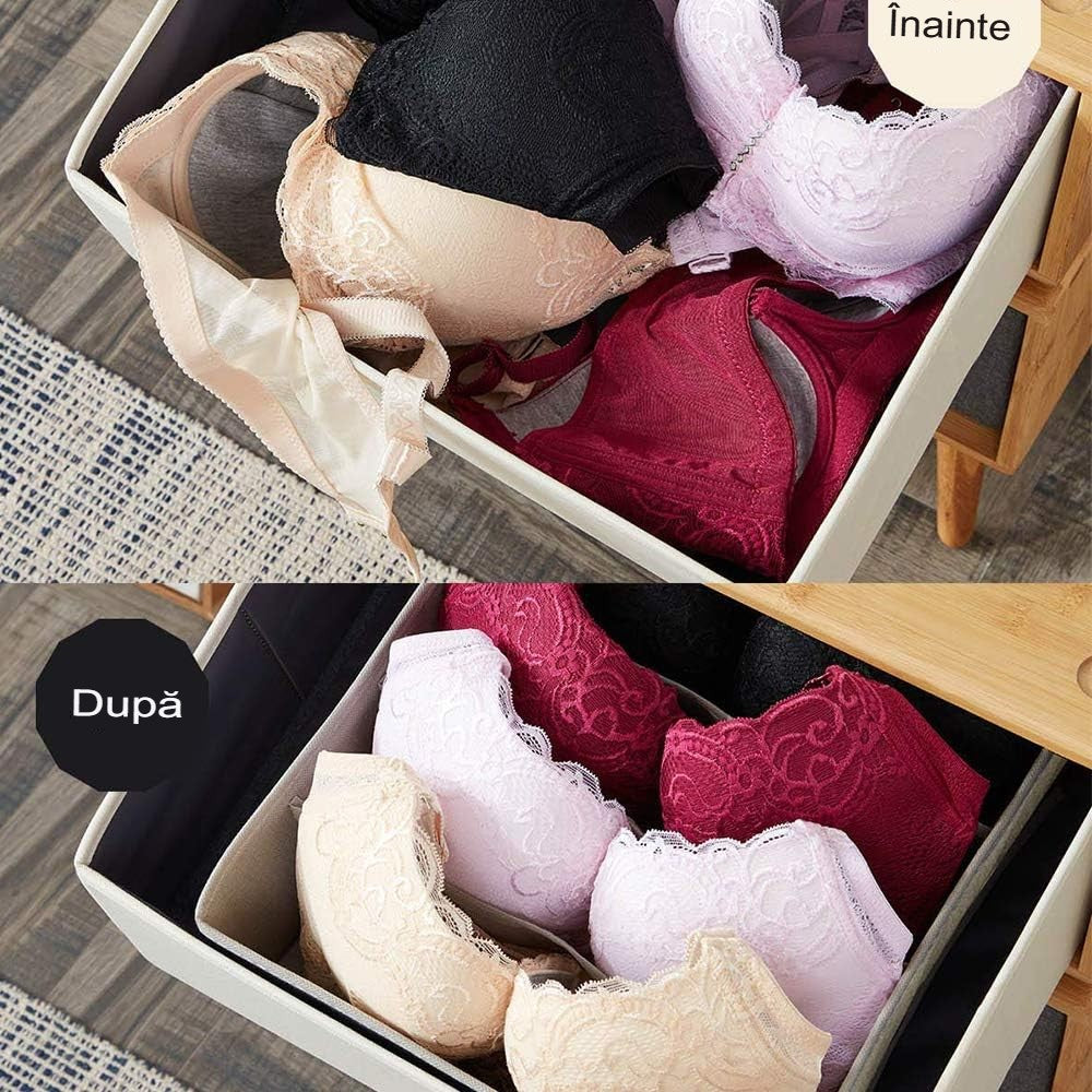 Cutie de depozitare pentru Lenjerie , material textil, 6 comportamente 32x16x10 cm  Gri
