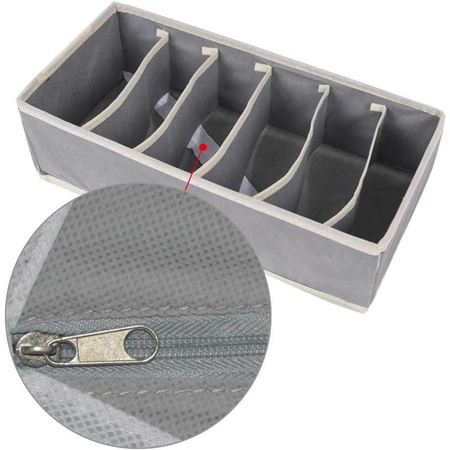 Cutie de depozitare pentru Lenjerie , material textil, 6 comportamente 32x16x10 cm  Gri
