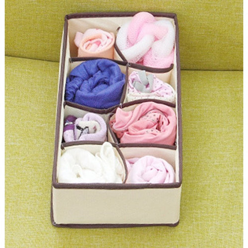 Cutie de depozitare pentru Lenjerie , material textil, 8 comportamente, 32 X 16 X 10cm Bej