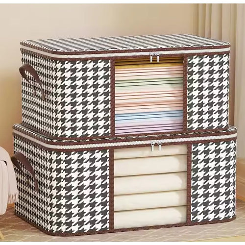 Cutie de Depozitare Pliabilă - 55x35x25 cm cu Fereastră Frontala cu Fermoar Bidirecțional-50 L