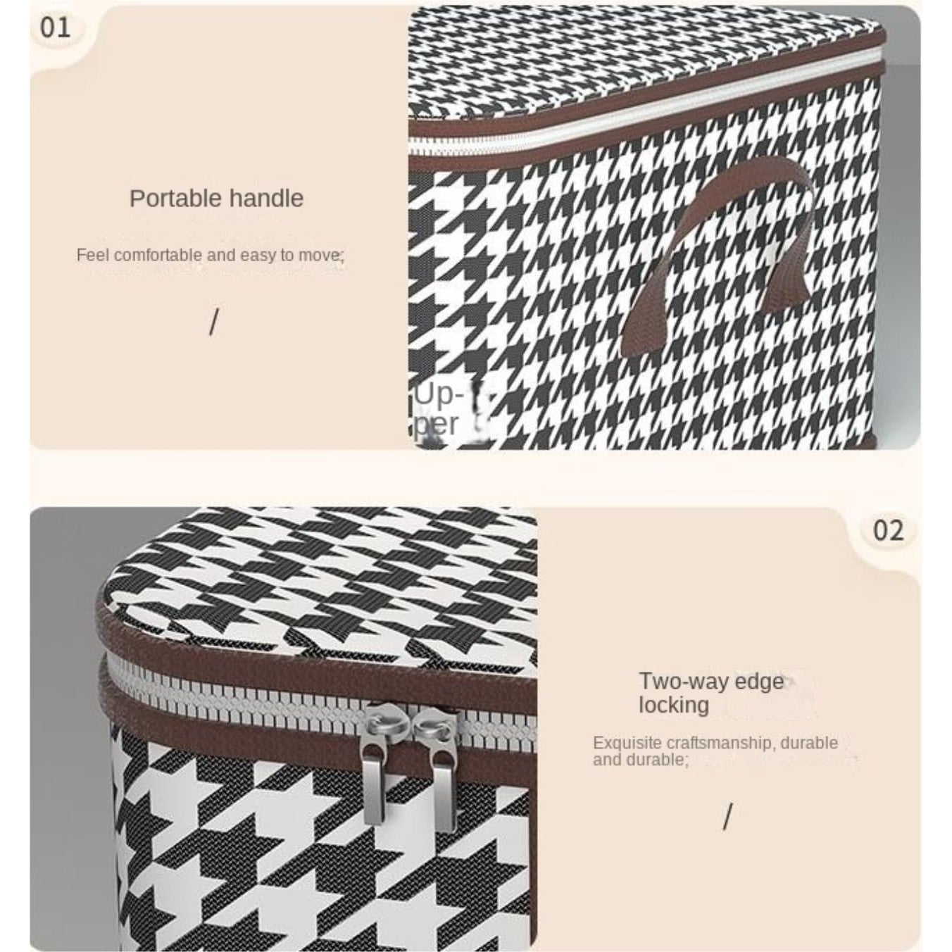 Cutie de Depozitare Pliabilă - 60x40x30 cm cu Fereastră Frontala cu Fermoar Bidirecțional -75L