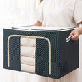 Cutie de depozitare pliabila cu fermoar 100L material textil 60x42x40cm Imprimeu Buline Albastru Marin