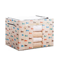 Cutie de depozitare pliabila, 24L, din bumbac si in 40x30x20cm , 2 ferestre , frontală si laterala IMPRIMEU CATELUS, BEJ