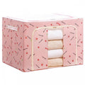 Cutie de depozitare pliabila, 66L din bumbac 50x40x33 cm Imprimeu Cireșe Roz