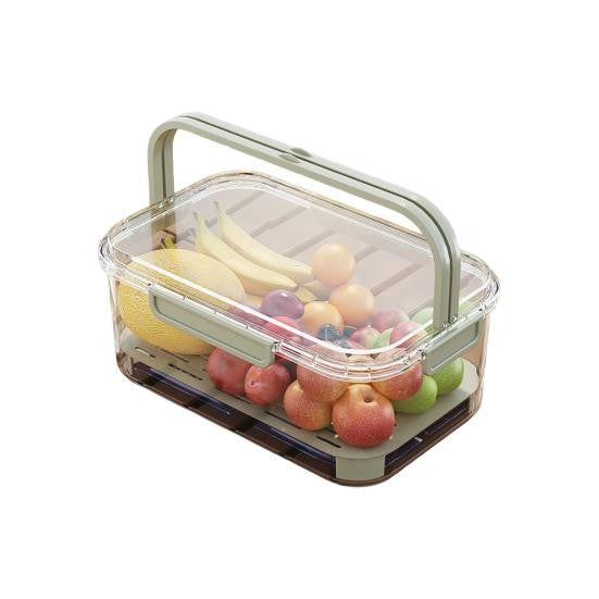 Cutie de Depozitare Portabilă, cu Separator pentru Gheață și Scurgere, Menține Rece, Caserolă Prânz, 25x16.5x11.5 cm, Gri/Transparent