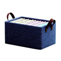 Cutie de depozitare pliabila tip cos cu manere, material textil, 47x20x28 Albastru