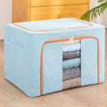 Cutie de depozitare pliabila, 24L, din bumbac si in 40x30x20cm , 2 ferestre , frontală si laterala Bleu