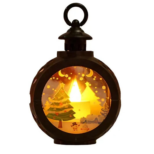 Decorațiune de Crăciun tip Felinar cu LED , 14 x 9 cm, Negru