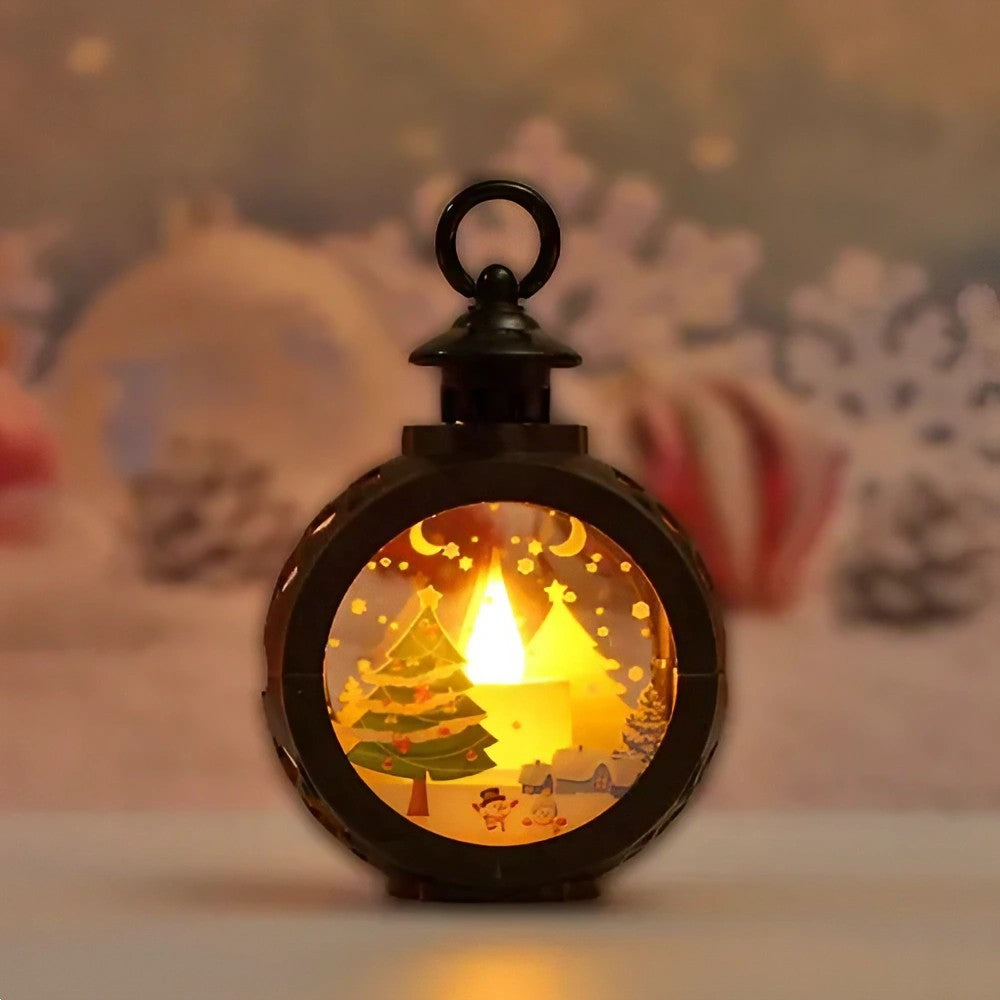 Decorațiune de Crăciun tip Felinar cu LED , 14 x 9 cm, Negru
