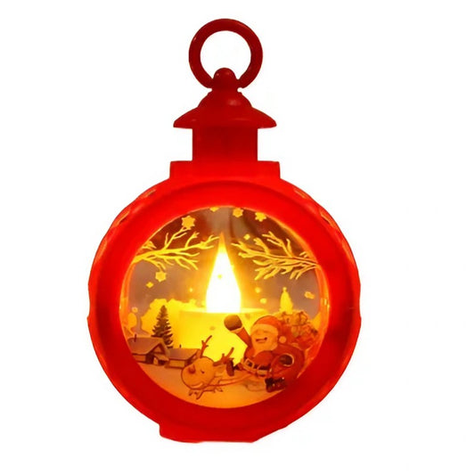 Decorațiune de Crăciun tip Felinar cu LED , 14 x 9 cm, Roșu