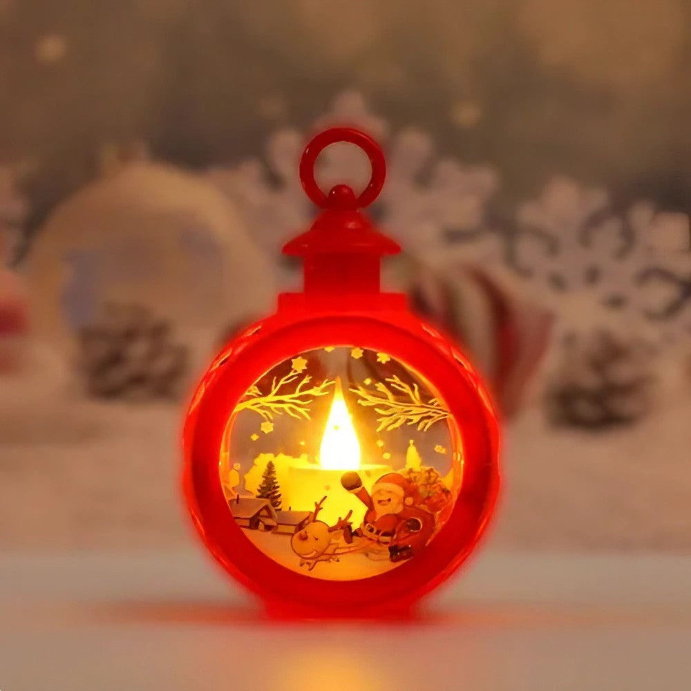 Decorațiune de Crăciun tip Felinar cu LED , 14 x 9 cm, Roșu