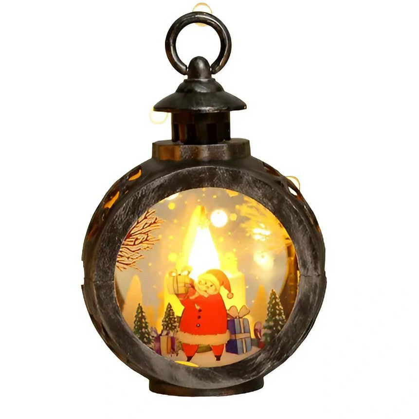 Decorațiune de Crăciun tip Felinar cu LED , 14 x 9 cm, Bronz-Argintiu