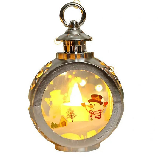 Decorațiune de Crăciun tip Felinar cu LED , 14 x 9 cm, Argintiu
