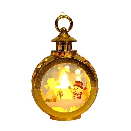 Decorațiune de Crăciun tip Felinar cu LED , 14 x 9 cm, Auriu