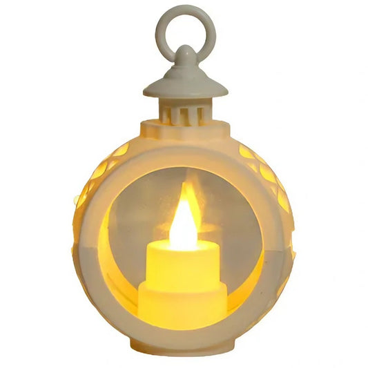 Decorațiune de Crăciun tip Felinar cu LED , 14 x 9 cm, Alb
