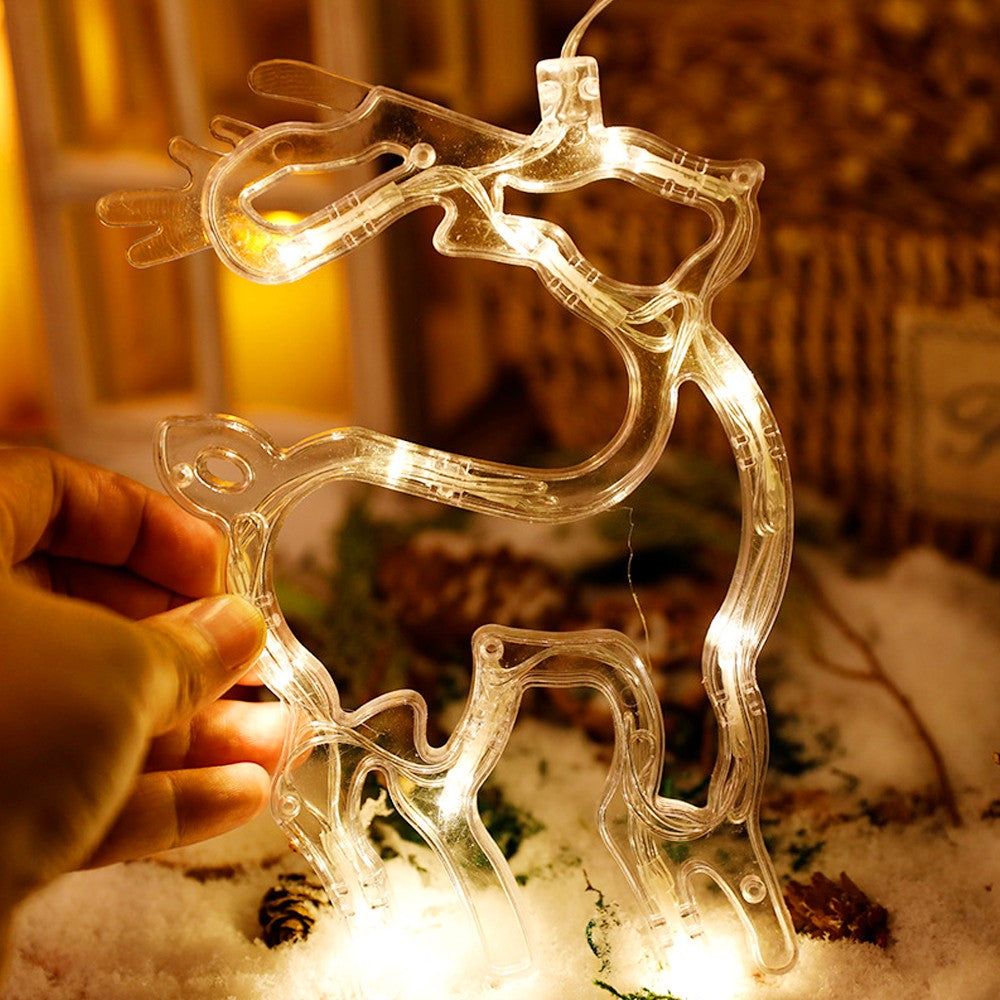 Figurina cu luminite decorative de Craciun in forma de Cerb cu ventuza pentru geam