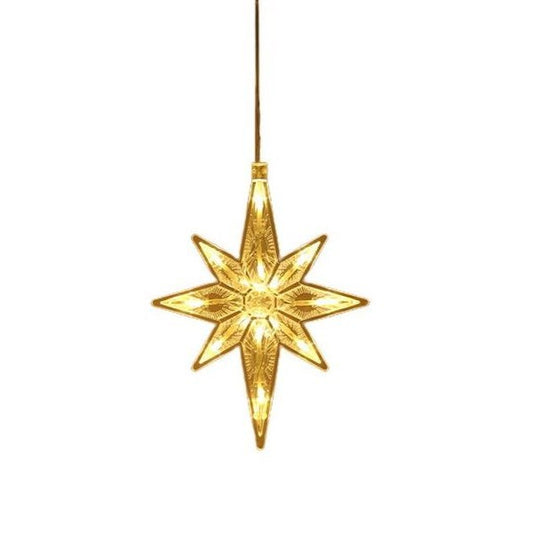 Figurina cu luminite decorative de Craciun in forma de Fulg si ventuza pentru geam
