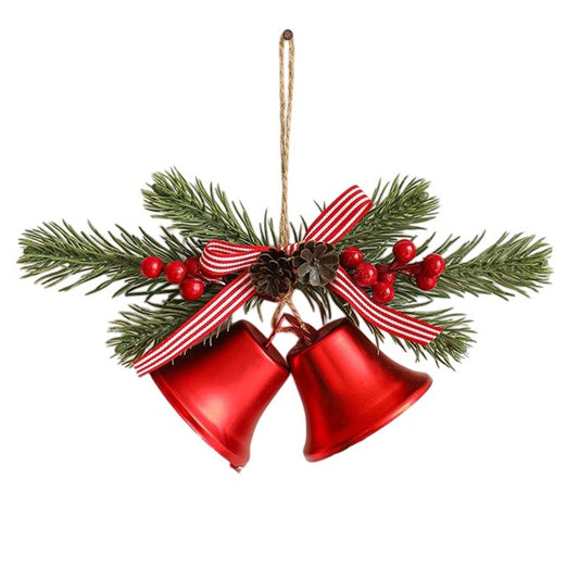 Decoratiune de Craciun pentru Brad, &nbsp;Model 2 Clopotei de Craciun cu Crenguta de Brad