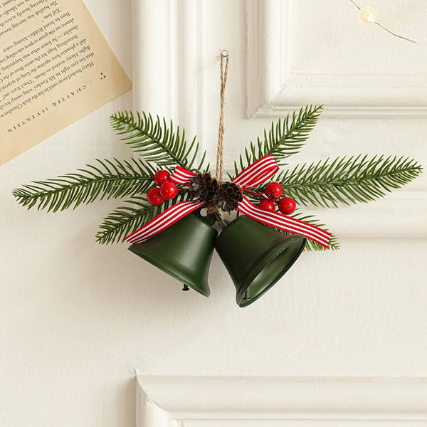 Decoratiune de Craciun pentru Brad, Model 2 Clopotei de Craciun cu Crenguta de Brad